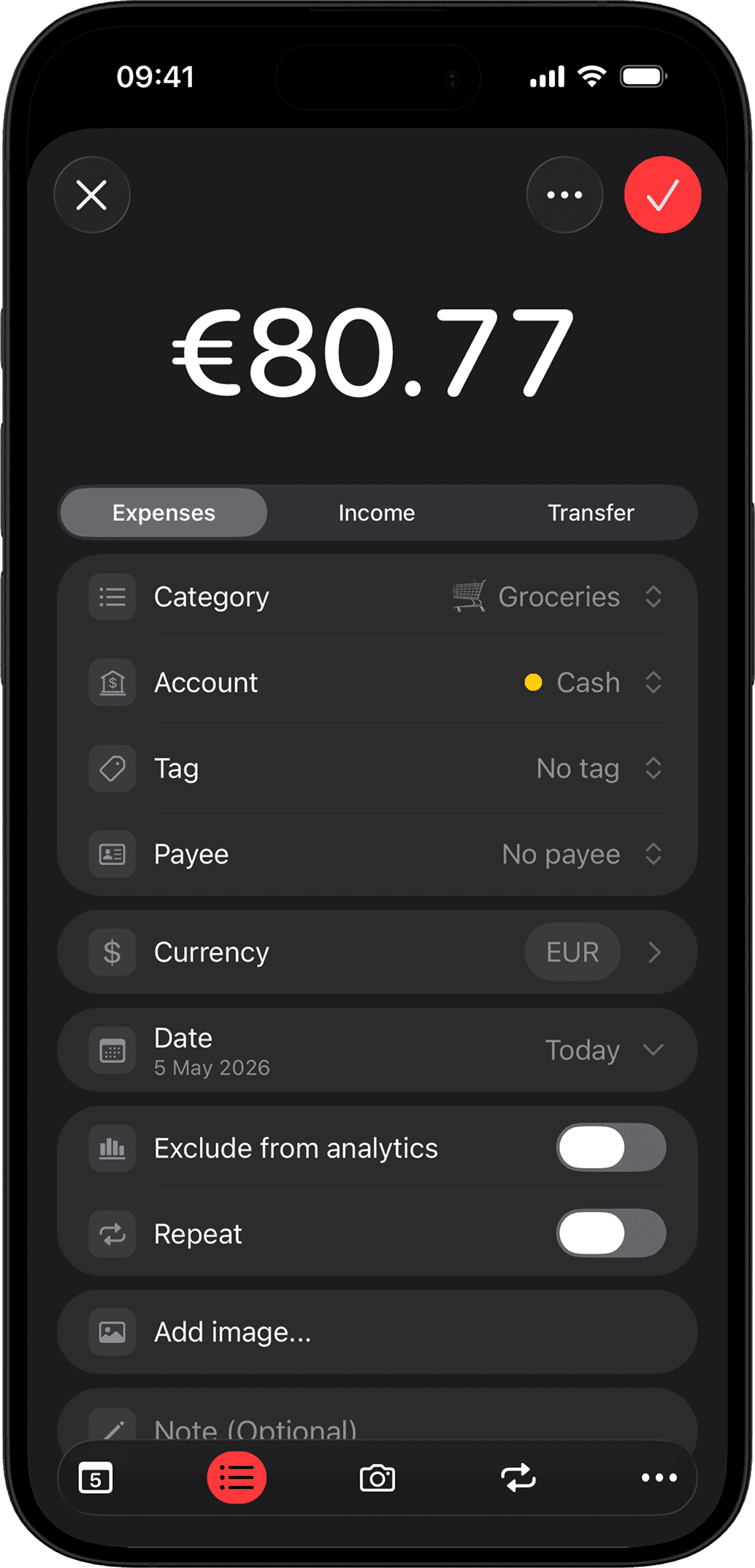 Fineyo budget overview screen