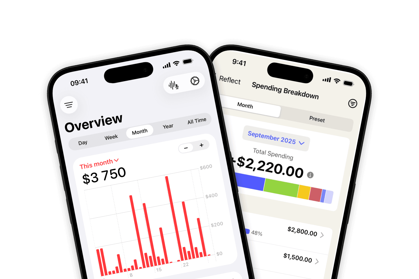 Fineyo and YNAB side by side on iPhone