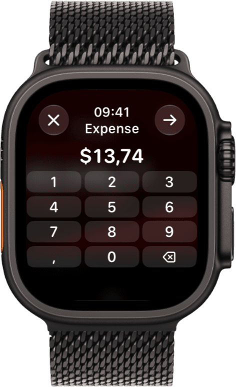 Adding an expense on Apple Watch